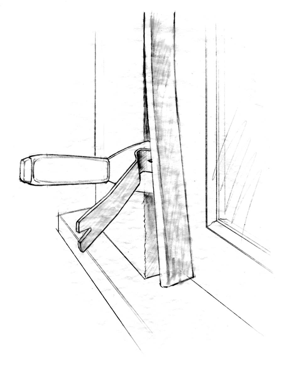 2.Remove the window stop using a small pry bar over a stiff-bladed putty knife.