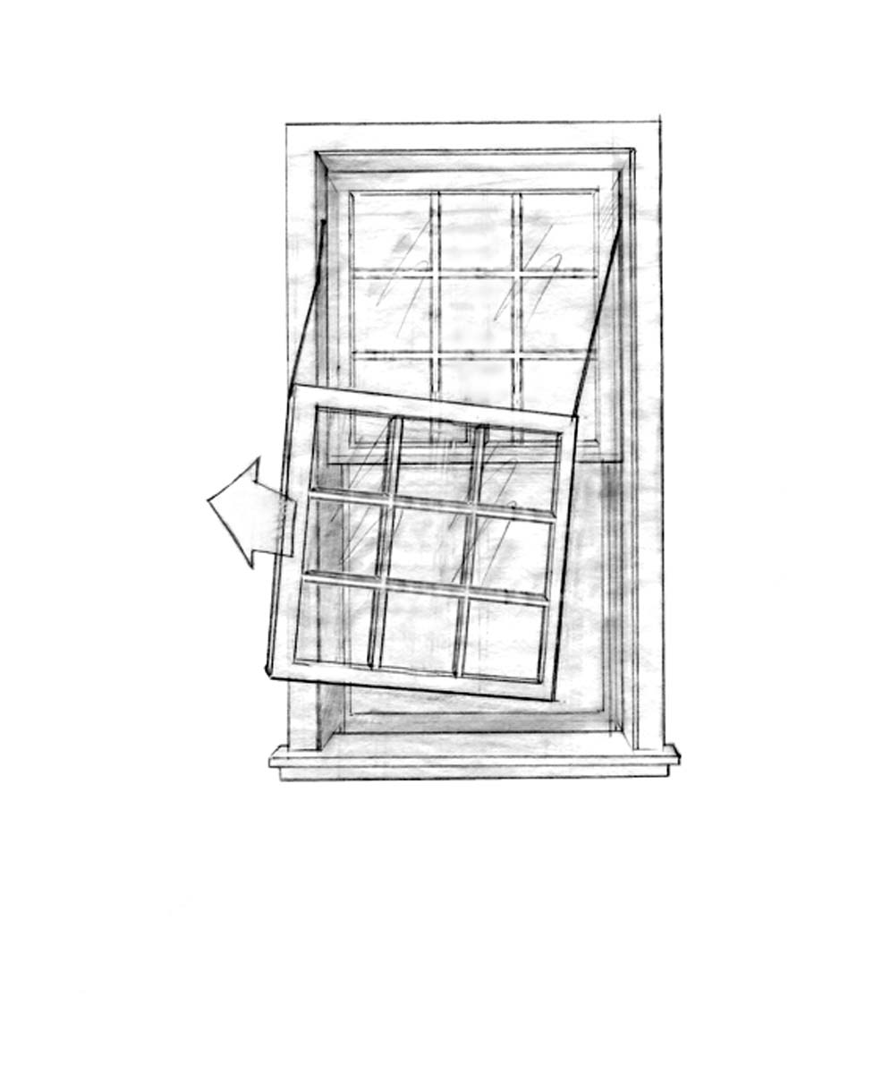 Pull out the lower sash.