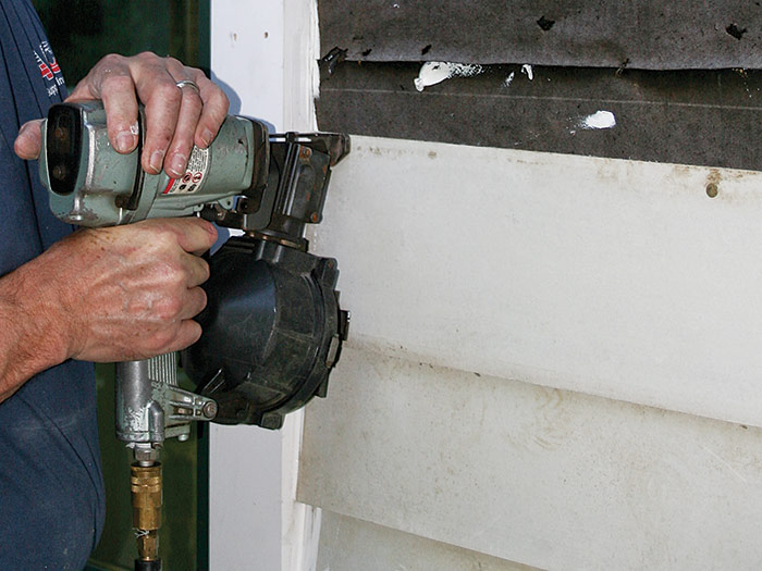 install fiber-cement siding with a pneumatic nailer